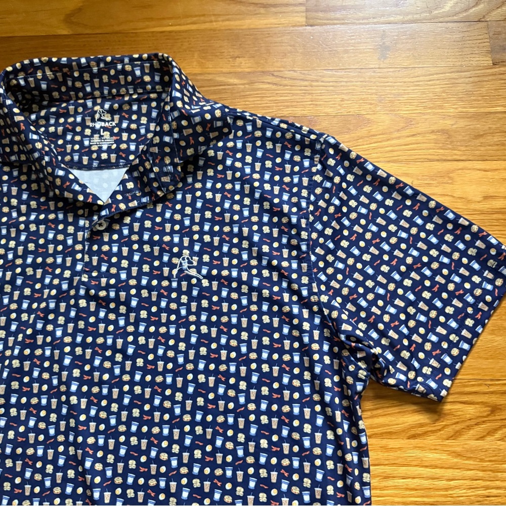 Rhoback Breakfast Performance Polo Shirt Men’s Large Navy Blue - Picture 6 of 7